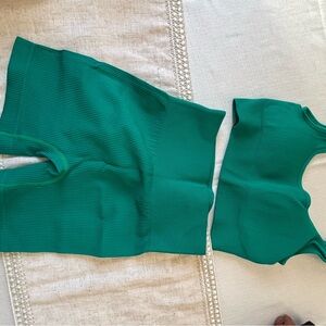 Women's High-Waist Athletic Ribbed Shorts - Green